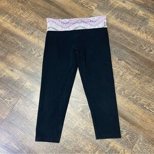 Victoria's Secret Yoga Capri Leggings Size Small Fold Over Black Pink Teal Y2K